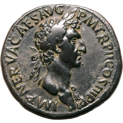 113 - Very Fine; deposits to rev | ROMAN EMPIRE. Nerva. Bronze sestertius, AD 97. Rome. Obv: IMP NERVA CAE... 