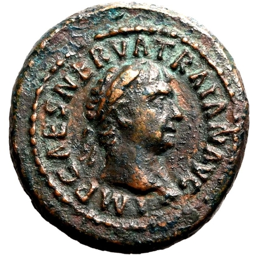 116 - Very Fine | ROMAN EMPIRE. Trajan. Bronze quadrans, AD 99-102. Rome(?). Dardanian mines issue. Obv: I... 