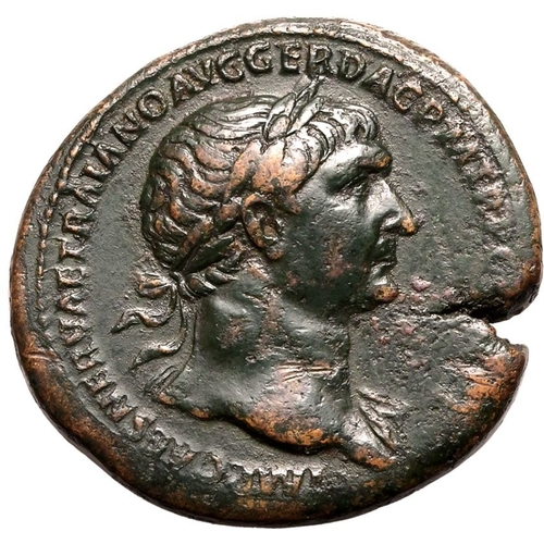 121 - Very Fine | ROMAN EMPIRE. Trajan. Bronze sestertius, AD 104-107. Rome. Obv: IMP CAES NERVAE TRAIANO ... 