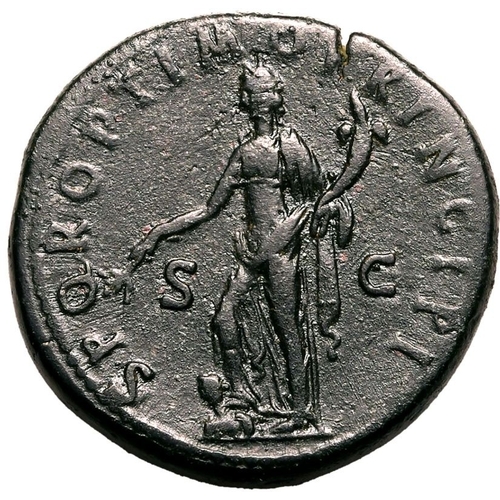 122 - Very Fine; clear portrait | ROMAN EMPIRE. Trajan. Bronze sestertius, AD 104-107. Rome. Obv: IMP CAES... 