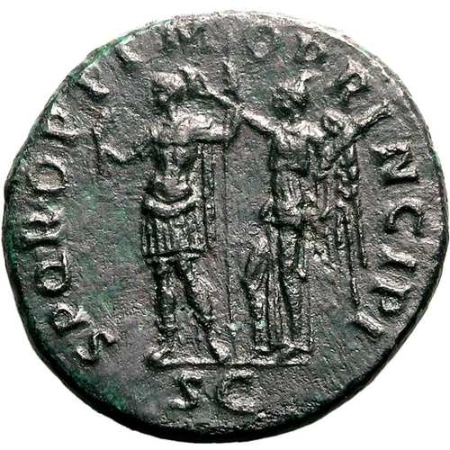 123 - Good Very Fine; a bold portrait of Trajan | ROMAN EMPIRE. Trajan. Bronze as, AD 107-110. Rome. Obv: ... 