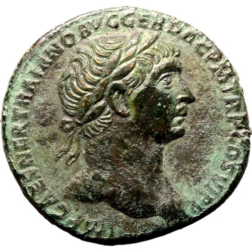 125 - Good Very Fine | ROMAN EMPIRE. Trajan. Bronze sestertius, AD 107-110. Rome. Obv: IMP CAES NERVAE TRA... 