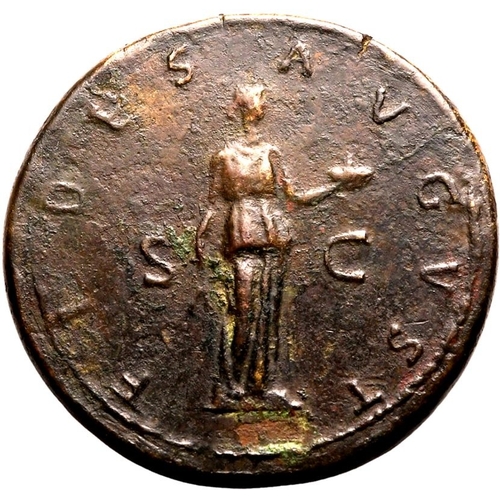 136 - Good Very Fine; areas of roughness, well-centred | ROMAN EMPIRE. Plotina (wife of Trajan). Bronze se... 