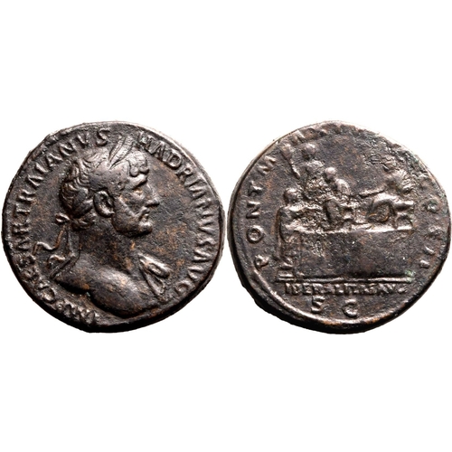 139 - Very Fine | ROMAN EMPIRE. Hadrian. Bronze sestertius, AD 118. Rome. Obv: IMP CAESAR TRAIANVS HADRIAN... 