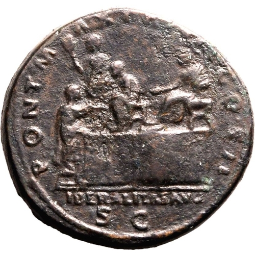 139 - Very Fine | ROMAN EMPIRE. Hadrian. Bronze sestertius, AD 118. Rome. Obv: IMP CAESAR TRAIANVS HADRIAN... 