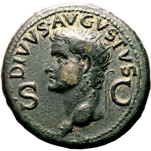 14 - Good Very Fine; minor area of roughness | ROMAN EMPIRE. Divus Augustus. Bronze dupondius, AD 37-41. ... 