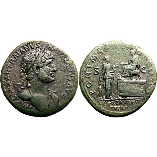 144 - About Good Very Fine | ROMAN EMPIRE. Hadrian. Bronze sestertius, AD 119-120. Rome. Obv: IMP CAESAR T... 