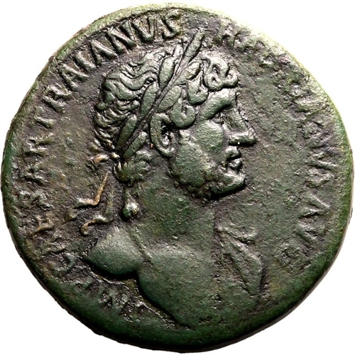 144 - About Good Very Fine | ROMAN EMPIRE. Hadrian. Bronze sestertius, AD 119-120. Rome. Obv: IMP CAESAR T... 