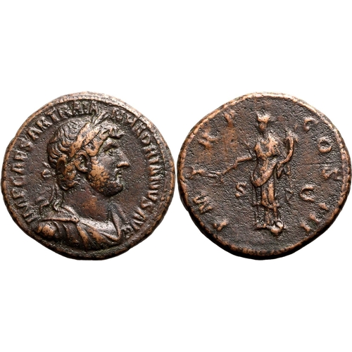 148 - About Good Very Fine | ROMAN EMPIRE. Hadrian. Bronze as, AD 121-123. Rome. Obv: IMP CAESAR TRAIAN HA... 