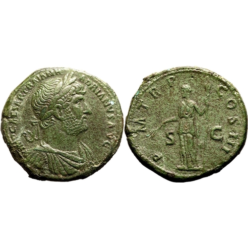 149 - About Good Very Fine; rough surfaces | ROMAN EMPIRE. Hadrian. Bronze sestertius, AD 121-123. Rome. O... 