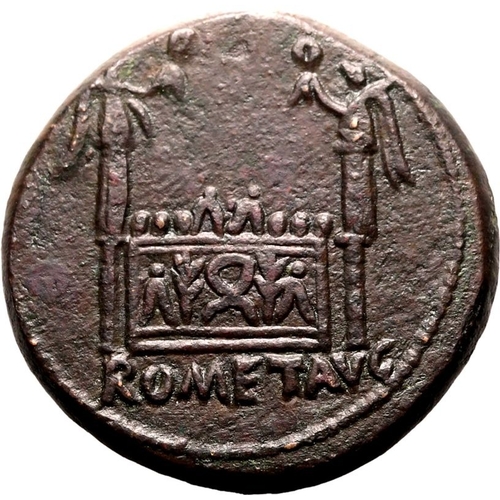 15 - Good Very Fine; minor gouge to obv., a striking portrait | ROMAN EMPIRE. Tiberius. Bronze dupondius,... 