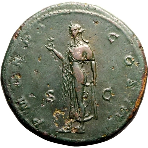 151 - Good Very Fine; attractive dark green patina | ROMAN EMPIRE. Hadrian. Bronze sestertius, AD 122-125.... 