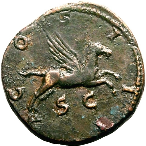 152 - About Good Very Fine | ROMAN EMPIRE. Hadrian. Bronze dupondius, AD 124-125. Rome. Obv: HADRIANVS AVG... 