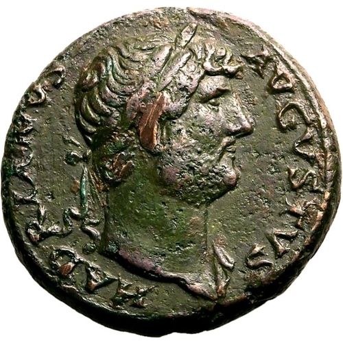 158 - About Good Very Fine | ROMAN EMPIRE. Hadrian. Bronze as, AD 126-127. Rome. Obv: HADRIANVS AVGVSTVS, ... 