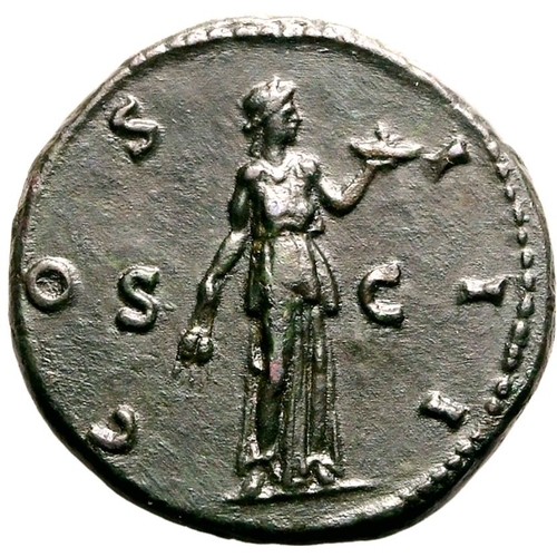 159 - Extremely Fine; a fine example | ROMAN EMPIRE. Hadrian. Bronze as, AD 126-127. Rome. Obv: HADRIANVS ... 