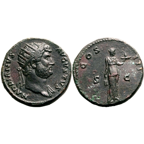 160 - Extremely Fine; a highly attractive example | ROMAN EMPIRE. Hadrian. Bronze dupondius, AD 126-127. R... 