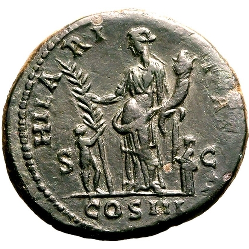 162 - Good Very Fine; gently tooled and smoothed, dark green patina | ROMAN EMPIRE. Hadrian. Bronze dupond... 