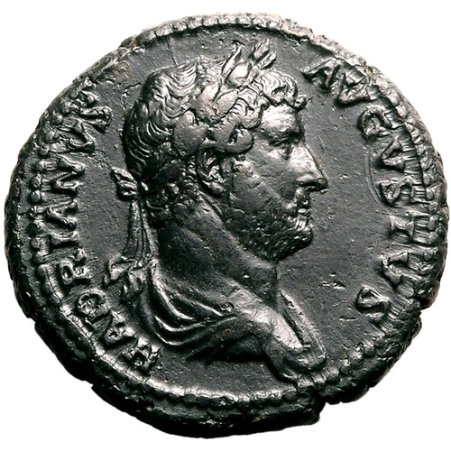 164 - Good Very Fine; wonderfully centred on the flan, attractive dark patina | ROMAN EMPIRE. Hadrian. Bro... 