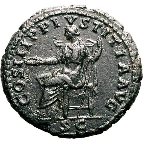 164 - Good Very Fine; wonderfully centred on the flan, attractive dark patina | ROMAN EMPIRE. Hadrian. Bro... 