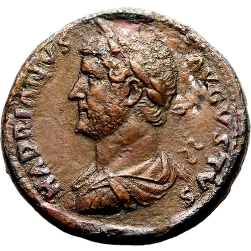 168 - Good Very Fine; smoothed fields | ROMAN EMPIRE. Hadrian. Bronze sestertius, AD 129-130. Rome. Obv: H... 