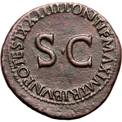 17 - About Extremely Fine; minor cleaning marks, a striking portrait | ROMAN EMPIRE. Tiberius. Bronze as,... 