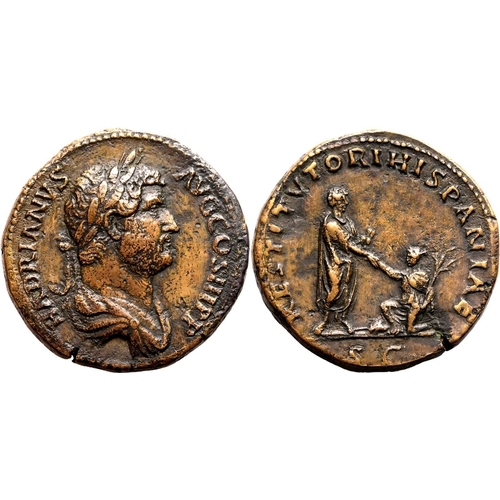 171 - About Extremely Fine; smoothed and tooled | ROMAN EMPIRE. Hadrian. Bronze sestertius, AD 130-133. Ro... 