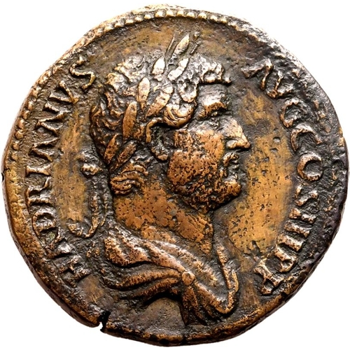 171 - About Extremely Fine; smoothed and tooled | ROMAN EMPIRE. Hadrian. Bronze sestertius, AD 130-133. Ro... 