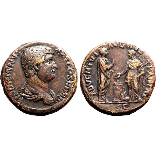 172 - About Good Very Fine; smoothed and tooled, splendid patina | ROMAN EMPIRE. Hadrian. Bronze sestertiu... 