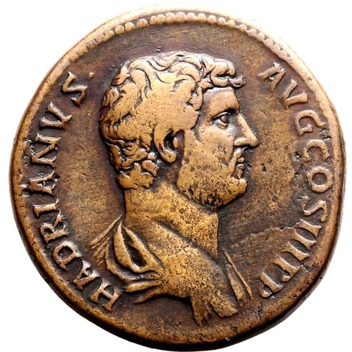 173 - About Good Very Fine; smoothed surfaces, attractive patina | ROMAN EMPIRE. Hadrian. Bronze sestertiu... 