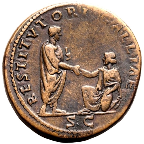 173 - About Good Very Fine; smoothed surfaces, attractive patina | ROMAN EMPIRE. Hadrian. Bronze sestertiu... 