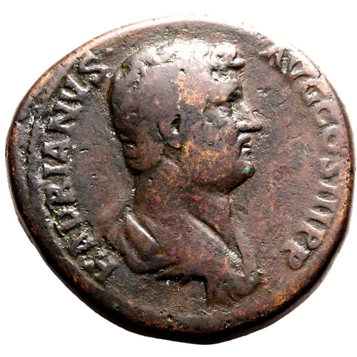 175 - About Very Fine | ROMAN EMPIRE. Hadrian. Bronze sestertius, AD 130-133. Rome. Obv: HADRIANVS AVG COS... 