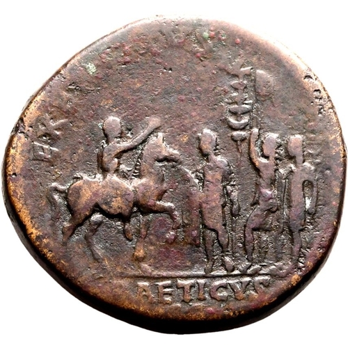 175 - About Very Fine | ROMAN EMPIRE. Hadrian. Bronze sestertius, AD 130-133. Rome. Obv: HADRIANVS AVG COS... 