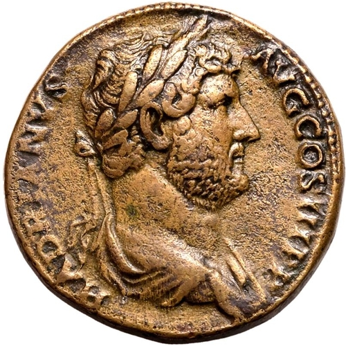 177 - Good Very Fine; somewhat smoothed rev., highly attractive yellow/brown patina | ROMAN EMPIRE. Hadria... 