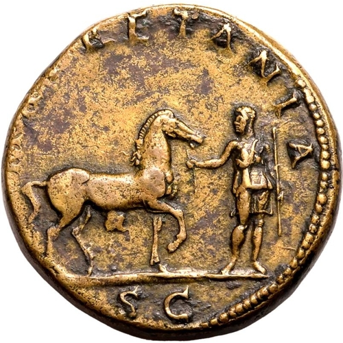 177 - Good Very Fine; somewhat smoothed rev., highly attractive yellow/brown patina | ROMAN EMPIRE. Hadria... 