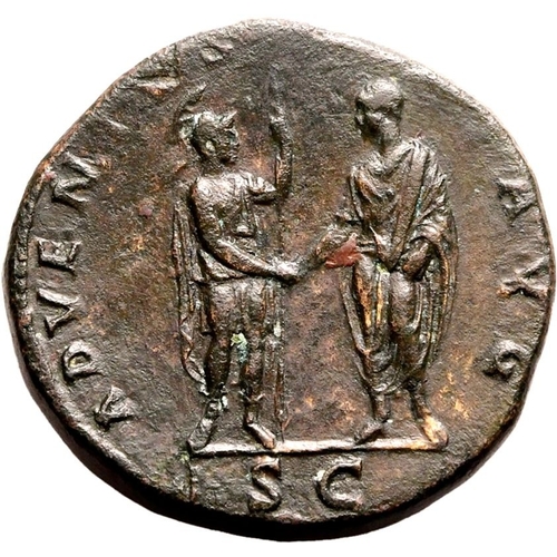 179 - Good Very Fine, attractive brown patina | ROMAN EMPIRE. Hadrian. Bronze sestertius, AD 133. Rome. Ob... 