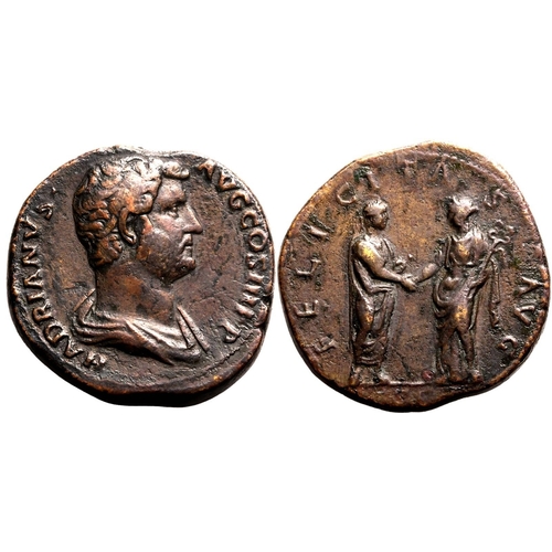 181 - Good Very Fine; smoothed | ROMAN EMPIRE. Hadrian. Bronze sestertius, AD 133-135. Rome. Obv: HADRIANV... 