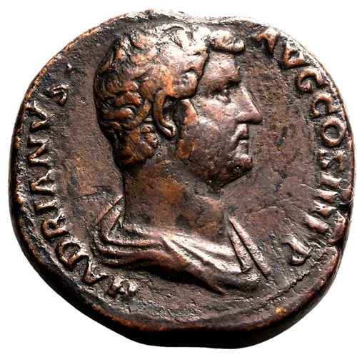 181 - Good Very Fine; smoothed | ROMAN EMPIRE. Hadrian. Bronze sestertius, AD 133-135. Rome. Obv: HADRIANV... 