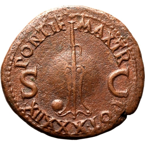 19 - About Good Very Fine | ROMAN EMPIRE. Tiberius. Bronze as, AD 36-37. Rome. Obv: TI CAESAR DIVI AVG F ... 