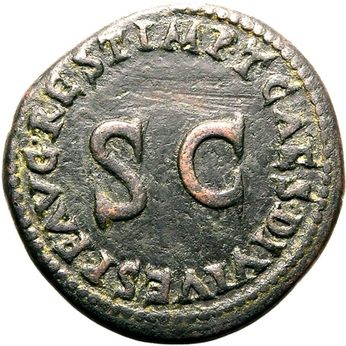 20 - About Good Very Fine; cleaning marks | ROMAN EMPIRE. Tiberius. Bronze as, AD 80-81. Rome. Restitutio... 