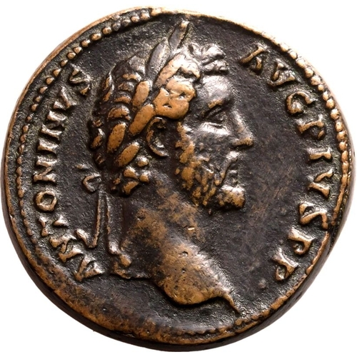 200 - Good Very Fine; cleaned, wonderful brown patina | ROMAN EMPIRE. Antoninus Pius. Bronze sestertius, A... 