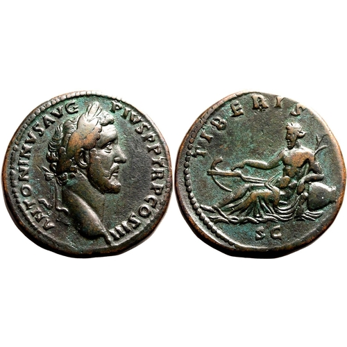 202 - About Good Very Fine; glossy brown patina | ROMAN EMPIRE. Antoninus Pius. Bronze sestertius, AD 140-... 