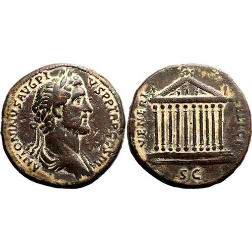 204 - About Very Fine; earthen highlights | ROMAN EMPIRE. Antoninus Pius. Bronze sestertius, AD 140-144. R... 