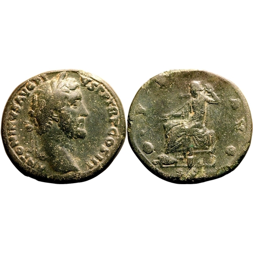 206 - Good Fine | ROMAN EMPIRE. Antoninus Pius. Bronze sestertius, AD 140-144. Rome. Obv: ANTONINVS AVG PI... 