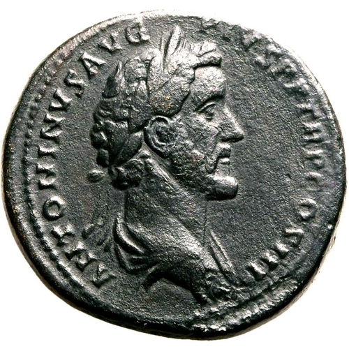 215 - About Good Very Fine | ROMAN EMPIRE. Antoninus Pius. Bronze sestertius, AD 143-144. Rome. Obv: ANTON... 