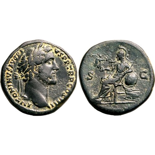 218 - Very Fine; well-centred | ROMAN EMPIRE. Antoninus Pius. Bronze sestertius, AD 145-161. Rome. Obv: AN... 