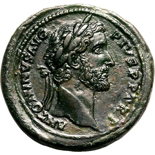 219 - Extremely Fine; a highly attractive obv | ROMAN EMPIRE. Antoninus Pius. Bronze sestertius, AD 145-16... 