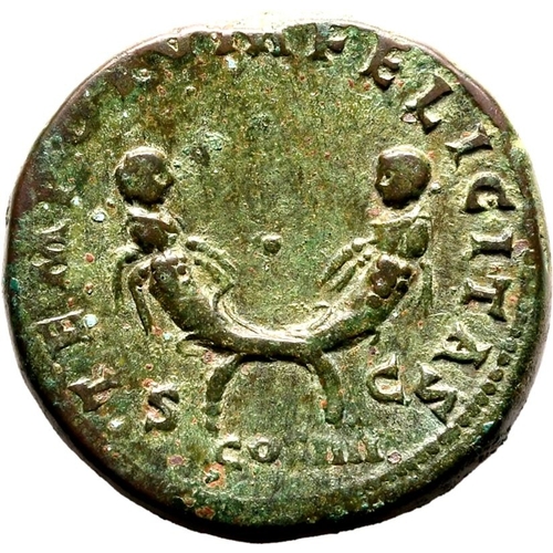 224 - Very Fine; pleasant green patina | ROMAN EMPIRE. Antoninus Pius. Bronze sestertius, AD 148-149. Rome... 