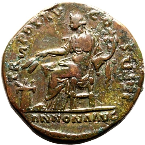 225 - Very Fine; featuring an attractive, mottled patina | ROMAN EMPIRE. Antoninus Pius. Bronze sestertius... 