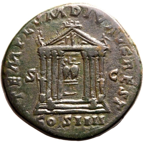 235 - Very Fine; pleasant green patina | ROMAN EMPIRE. Antoninus Pius. Bronze sestertius, AD 157-158. Rome... 