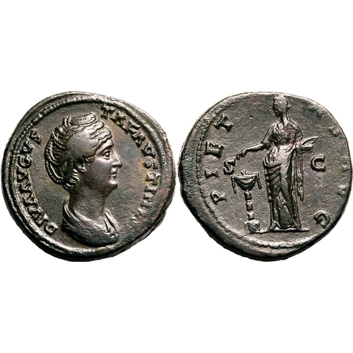 242 - About Extremely Fine; lightly cleaned and smoothed | ROMAN EMPIRE. Diva Faustina I (wife of Antoninu... 